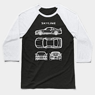 Nissan Skyline GTR R34 Blueprint Baseball T-Shirt